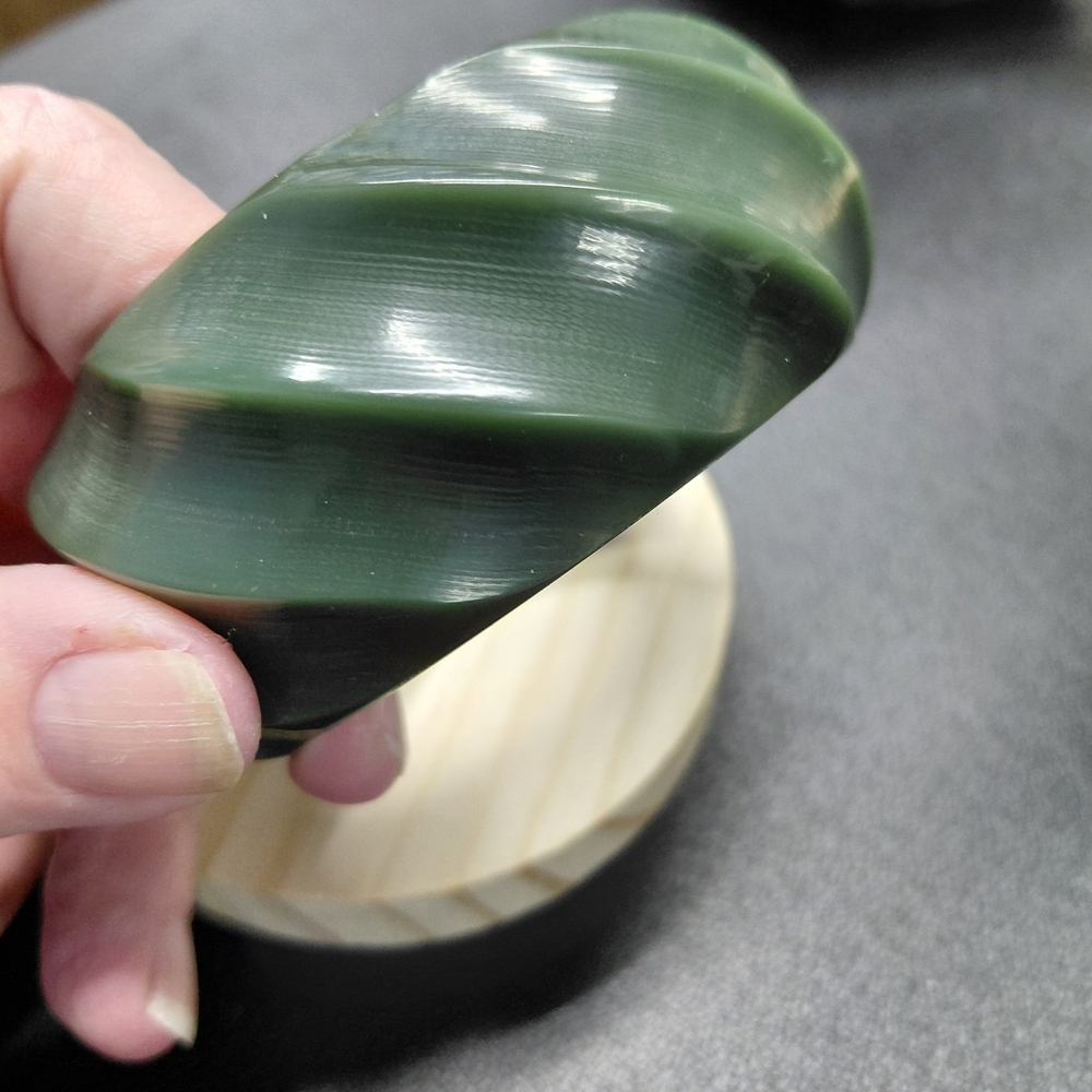Antique - Vintage BAKELITE Olive Green Swirled Bangle Bracelet 7"